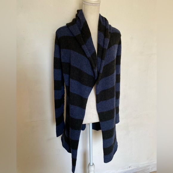 Vince Sweaters - Vince Navy and Black Striped Cardigan wool alpaca & cashmere blended size s